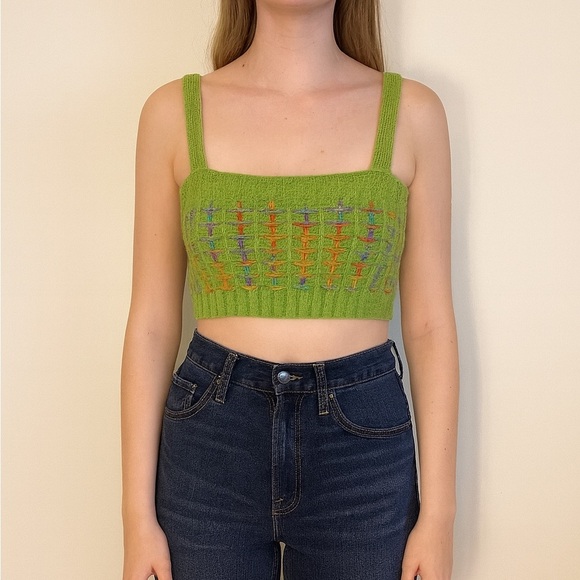 Cider Size Small Green Crochet Crop Top New With Tags. - Picture 1 of 7
